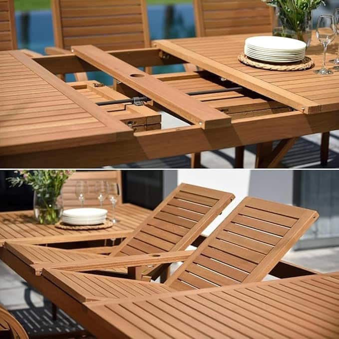 LifestyleGarden George 11 piece FSC Wood Outdoor Patio Dining Set - 11 Piece