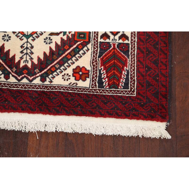 Geometric Hamedan Persian Traditional Runner Rug Handmade Wool Carpet - 3'4" x 6'8"