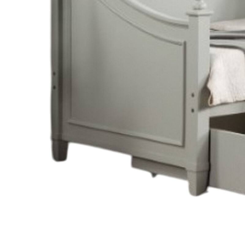 Kiki Twin Size Daybed, 4 Poster Design, Modern Light Gray Finish