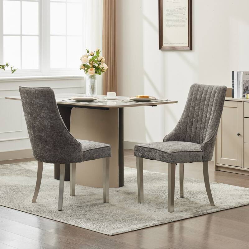 Chenille Dining Chairs Set of 2 for Dining Room