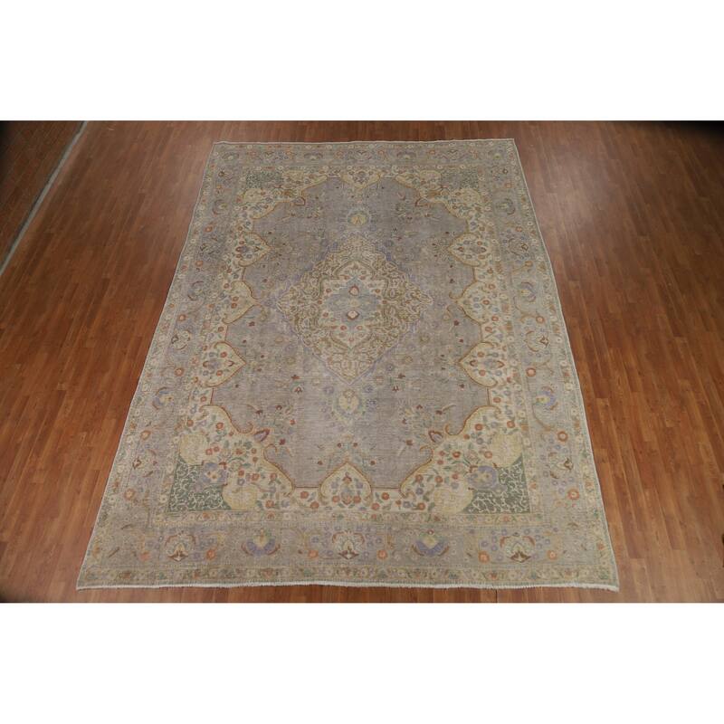 Tabriz Persian Vintage Area Rug Handmade Wool Carpet - 9'6" x 12'7"