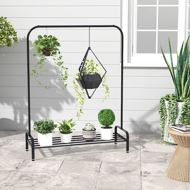 CostwayIndustrial Metal Garment Rack Heavy Duty Floor Cloth Rack w/