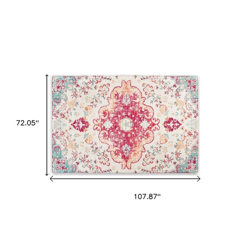 HomeRoots Medallion Traditional Rectangle Area Rug