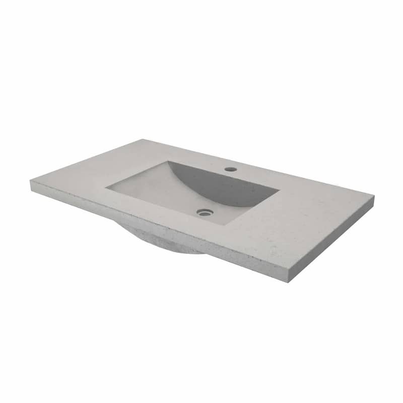 Palomar 36-inch NativeStone Bathroom Sink - Ash - Single Faucet Hole