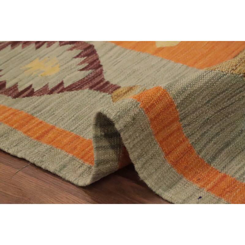 Hand Woven Oriental 100% Wool Carpet Southwestern Tribal Navy Blue & Blues Kilim Area Rug - 13' 0'' X 9' 9''