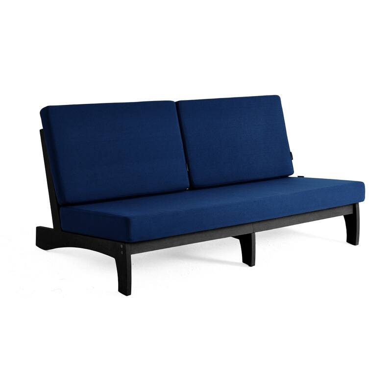 3 Seat Wood 64" W Cushioned Outdoor Patio Sofa with Coffee Table