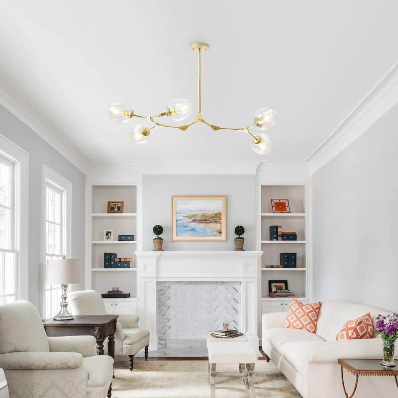 Bella Depot Modern Adjustable Chandelier Gold Pendant with Clear Glass Shades