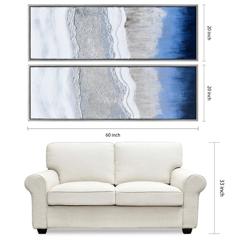 Sand Art Textured Metallic Hand Painted Canvas Wall Art Set of 2