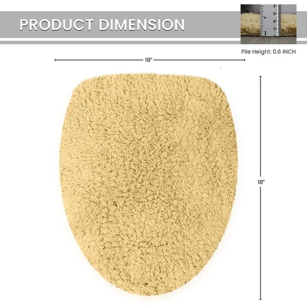 dimension image slide 3 of 17, Home Weavers Waterford Collection Cotton Toilet Lid Rug | Elastic Fit | Fit Most Standard Toilet Lid | 18"x18"