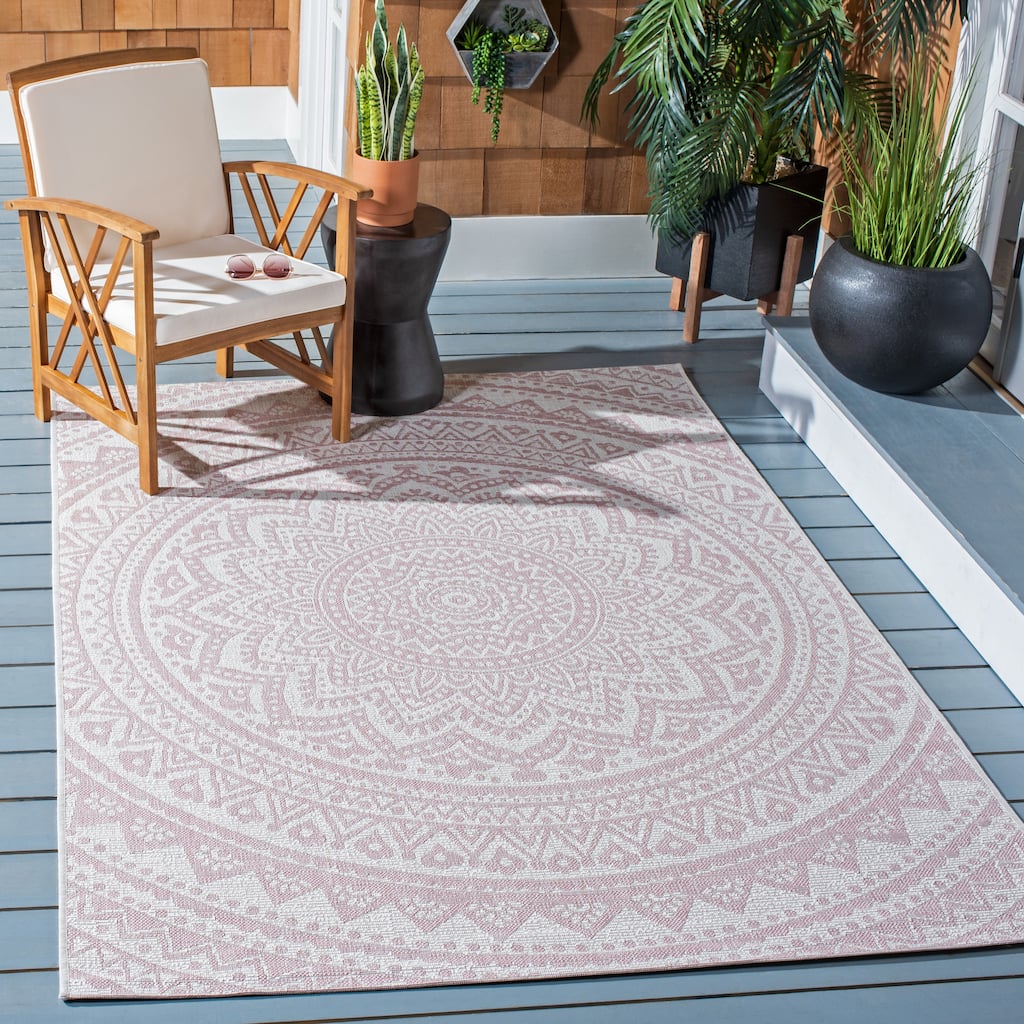 SAFAVIEH Courtyard Deepa Mandala Indoor /Outdoor Waterproof Patio Backyard Rug