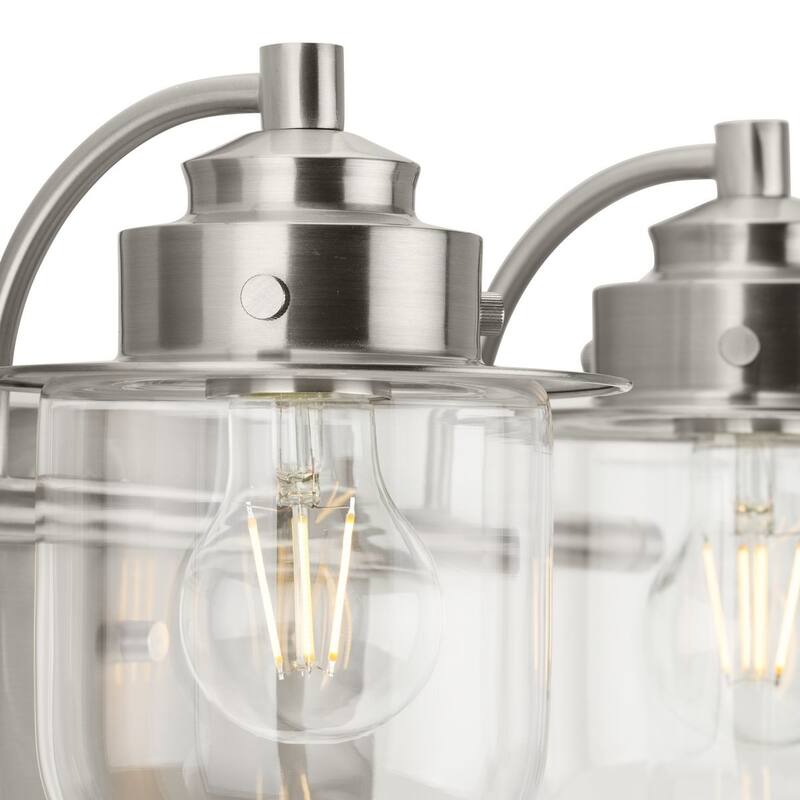 Northlake Collection Two-Light Brushed Nickel Clear Glass Transitional Bath Light - 15.5 in x 7.5 in x 8 in