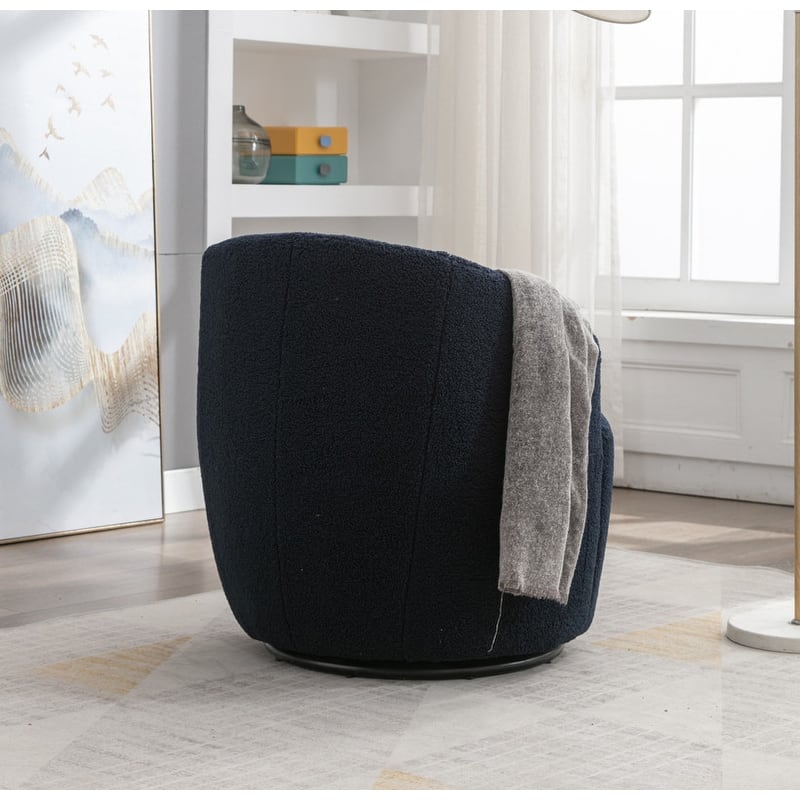 Swivel Barrel Chair,Teddy Fabric Upholstered Modern Round Accent Arm Chairs