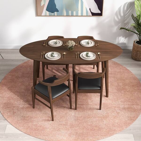 Rexus Modern Solid Wood Oval Dining Table and Chair Set Dining Room
