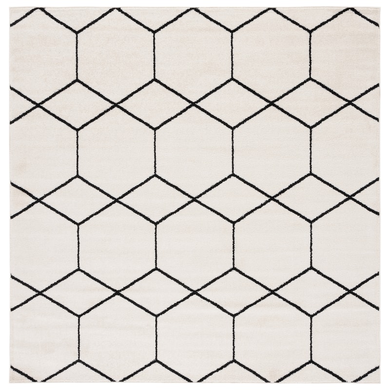 SAFAVIEH Tulum Kulli Bohemian & Eclectic Rug - 6'7" Square - Ivory/Black