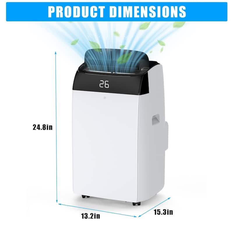 12000 BTU Portable AC Unit, 24H Timer, Remote Control