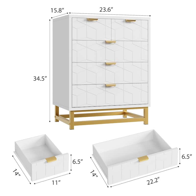 5 Drawer Dresser, Chest with Metal Base, Modern Organizer Cabinet for Bedroom, Living Room, Hallway