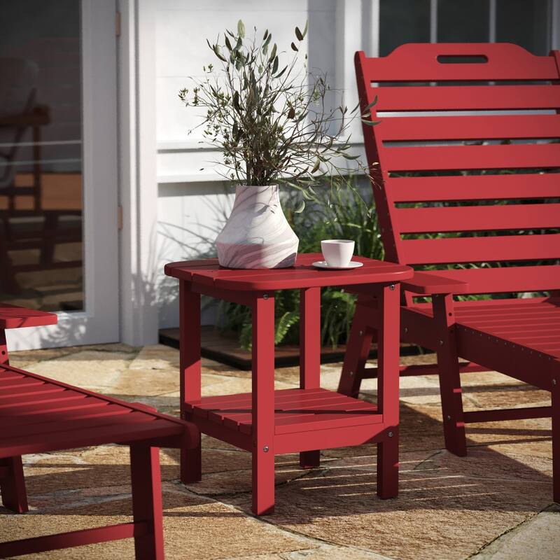 All-Weather Adirondack Style Patio Side Table - Red