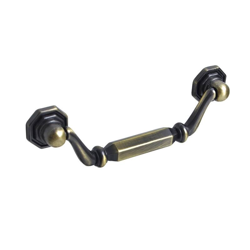 Utopia Alley Suffolk Pull Handle - Decorative Cabinet Antique Brass Drop Pull Handles, 3.8" Center to Center