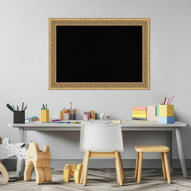 Carter Dark Gold Wood Framed Cork Board - Bulletin Board, Organization Board, Pin Board