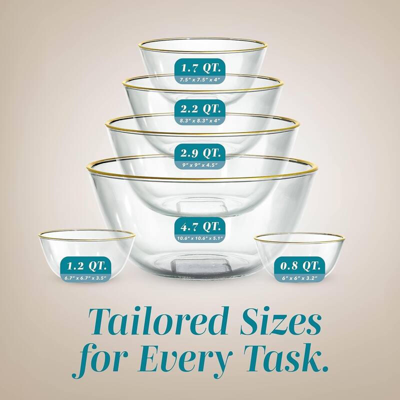 COOK WITH COLOR 12 Pc Glass Nesting Mixing Bowl Set with Lids for Cooking and Prep