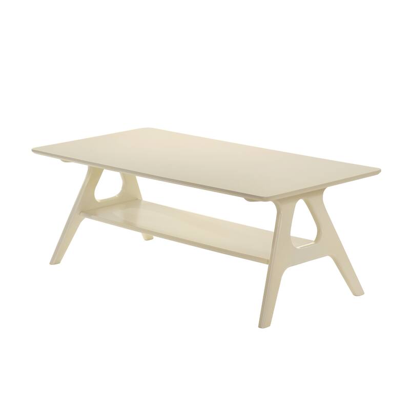 Roundhill Furniture Arona Mid-Century Modern Wood Coffee Table with Shelf