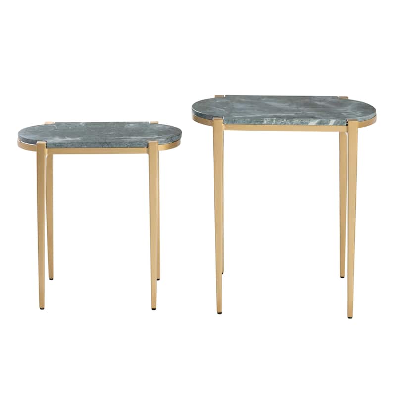 Beckham 2 Piece Marble and Iron Nesting Tables