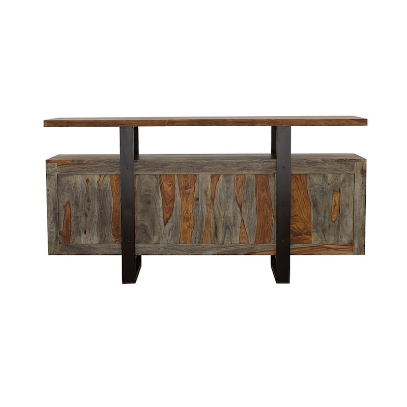 Ditman 4-Door Solid Wood Sideboard Buffet Grey Sheesham