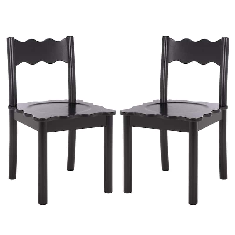SAFAVIEH Home Nolly Scallop Dining Chair (Set of 2) - 20"W x 19"D x 34"H - Black