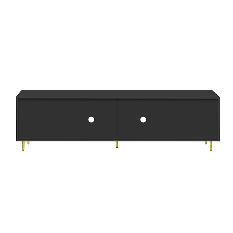 70.9" Glass Door TV Stand with Round Handle, Media Storage TV Console Table with 4 Drawers, 2 Cabinets for TVs up to 75''