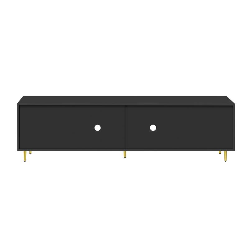 70.9" TV Stand with Glass Doors and 4 Drawers with Adjustable Legs