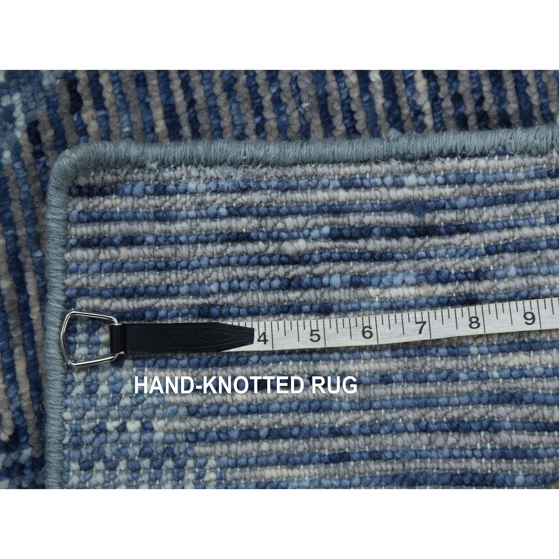 Hand Knotted Blue Modern and Contemporary with Wool Oriental Rug (2' x