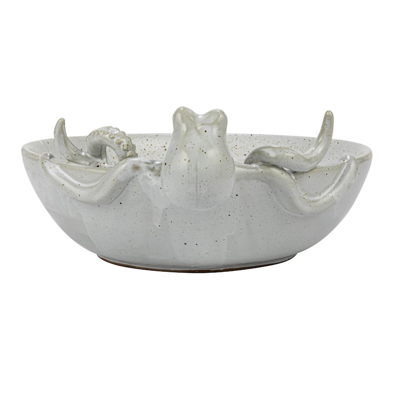 Stoneware Octopus Bowl with Reactive Glaze - 13.8"L x 11.8"W x 5.4"H - 13.8"L x 11.8"W x 5.4"H