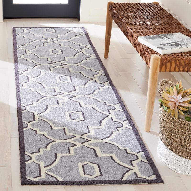 SAFAVIEH Handmade Four Seasons Indrishka Floral Rug - 2'3" x 8' Runner - Grey/Ivory