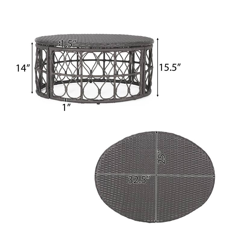 Bruce Outdoor Wicker Coffee Table by Christopher Knight Home