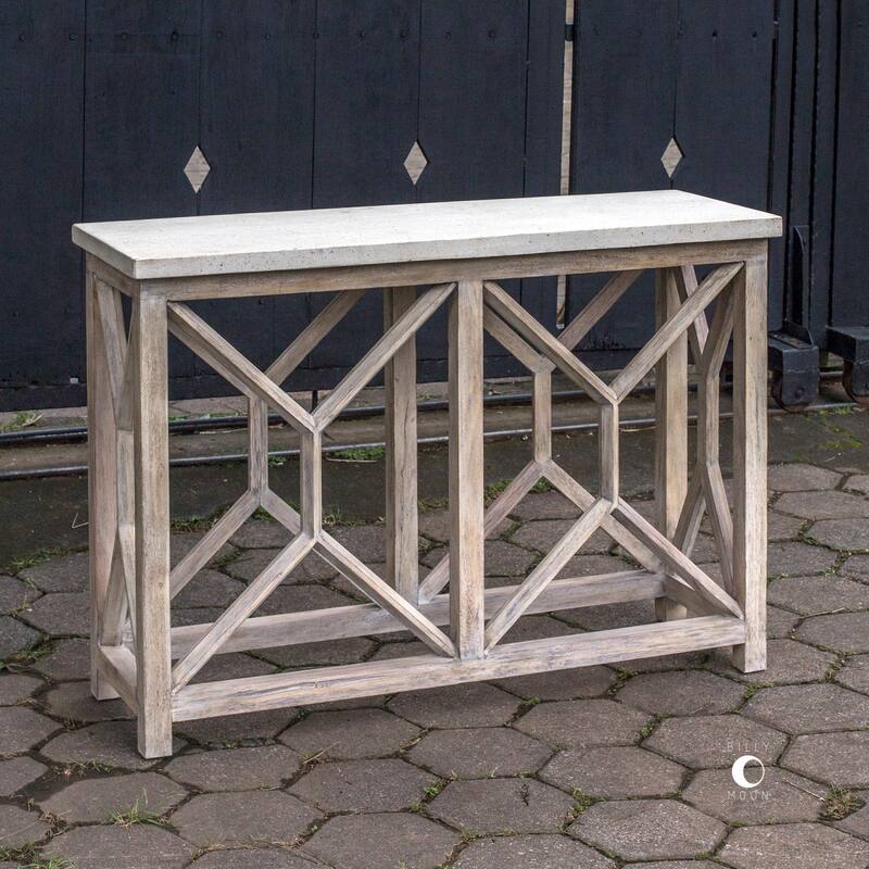 Uttermost Catali 41 Inch Wide Wood Console Table with Stone Top by