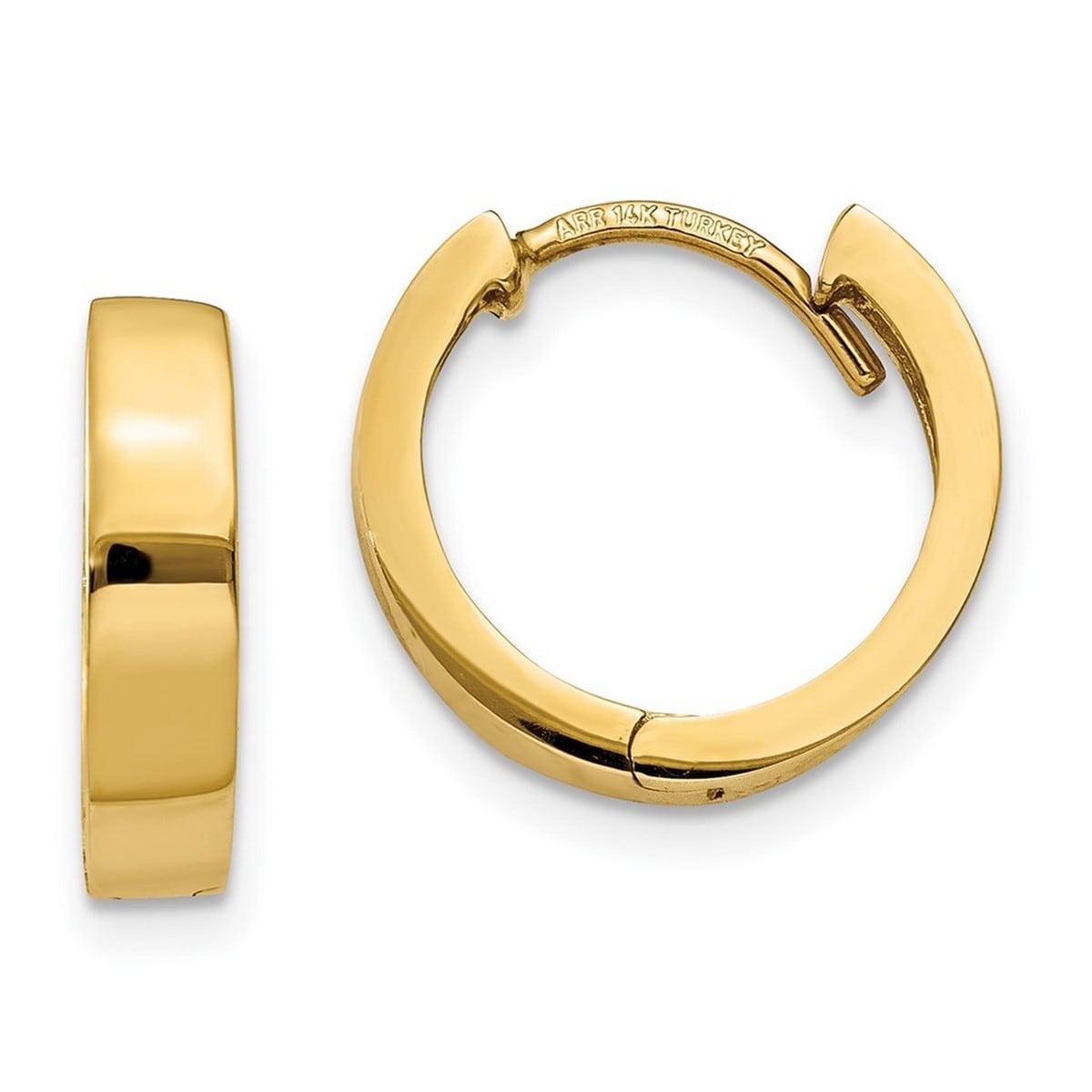 Curata 10k Yellow or White Gold 10x3mm Round Hinged Hoop Earrings