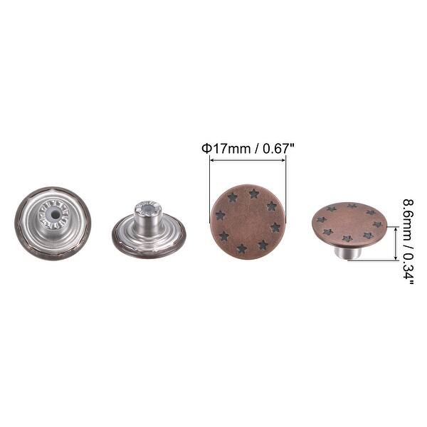 100 Sets Button Pins for Jeans Adjustable 17mm Hemming Pattern Red