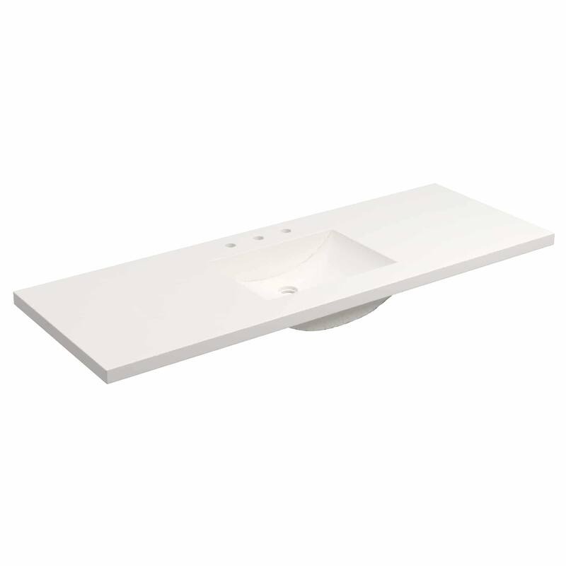 Palomar 60-inch NativeStone Bathroom Sink - Pearl - Three Faucet Holes - 60.5"