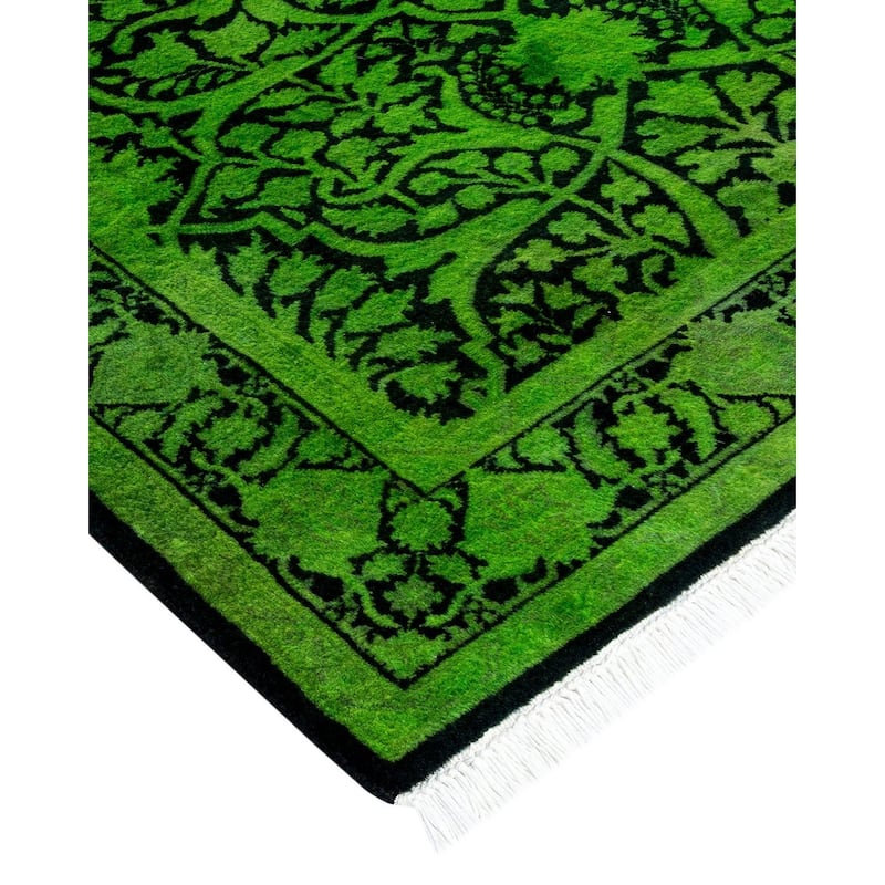 Overton Hand Knotted Wool Vintage Inspired Modern Contemporary Overdyed Green Area Rug - 3' 2" x 5' 4"