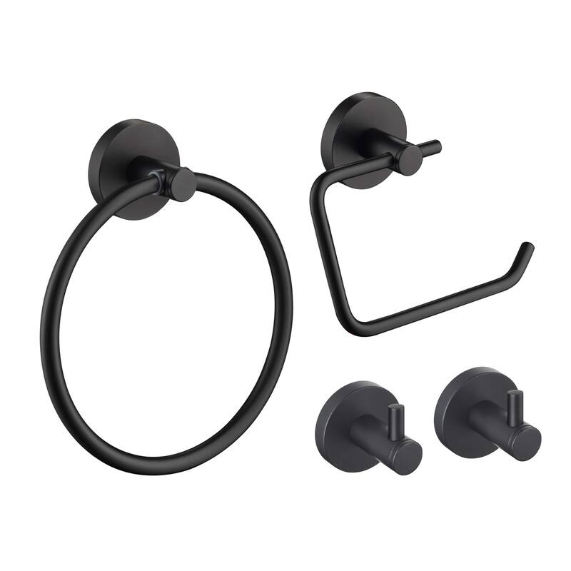Circular 4-Piece Bathroom Hardware Set - Matte Black