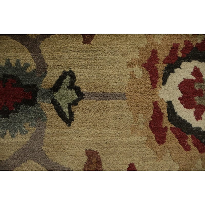 Hand Knotted Oriental 100% Wool Carpet Traditional Floral Yellow & Gold Nepalese Area Rug - 12' 3'' X 8' 11''