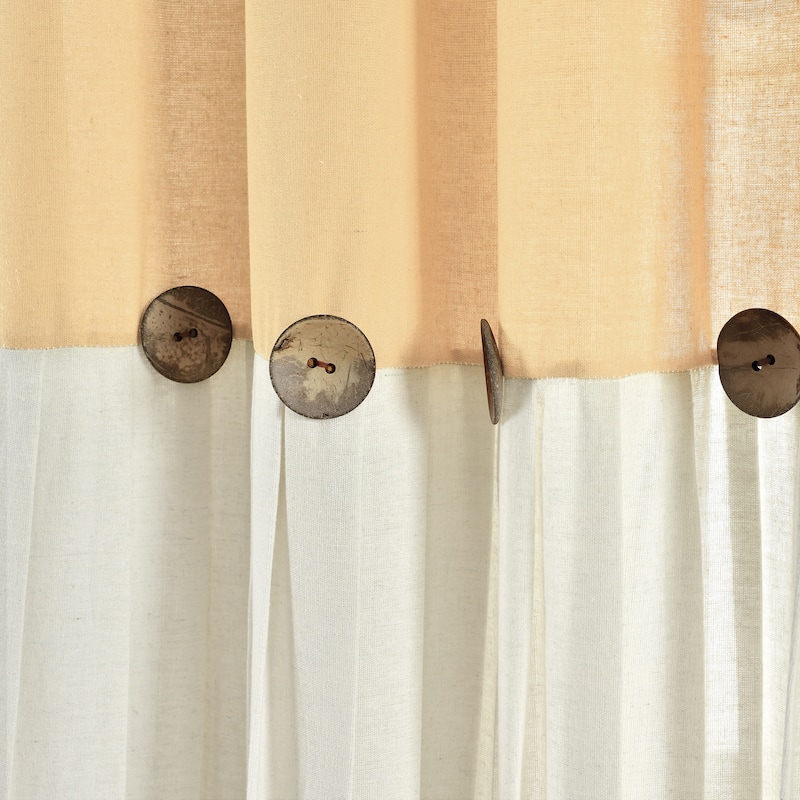 Lush Decor Linen Button Single Panel Window Curtain - 108"L x 40"W - Yellow/Off-White