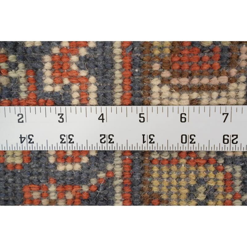 Hand Knotted Oriental 100% Wool Carpet Traditional Geometric Beige & Ivories Heriz (serapi) Runner Rug - 8' 1'' X 2' 7''
