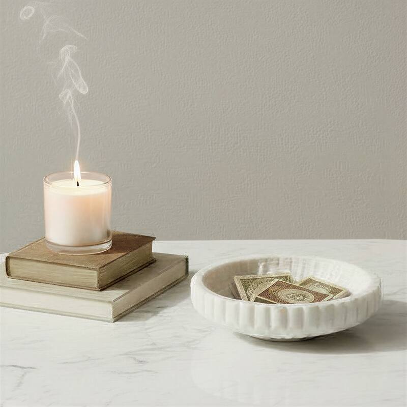 Marble Bowl - 9.0"L x 9.0"W x 2.5"H - White