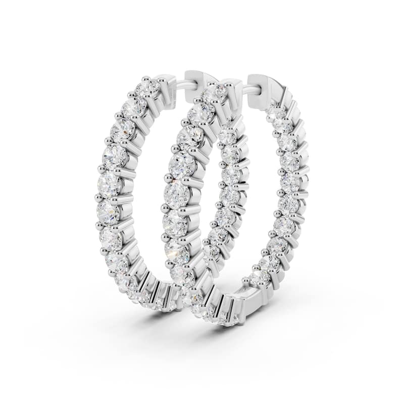 Vault Classics 4.00ct TW Natural Diamond Hoop Earrings (I VS2)