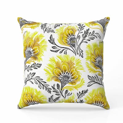 Whimsical Wilds Indoor/Outdoor Reversible Throw Pillow White and Yellow