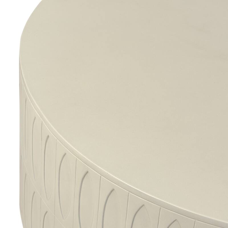 Boulder Drum Coffee Table-White Concrete - 42W x 42D x 16H
