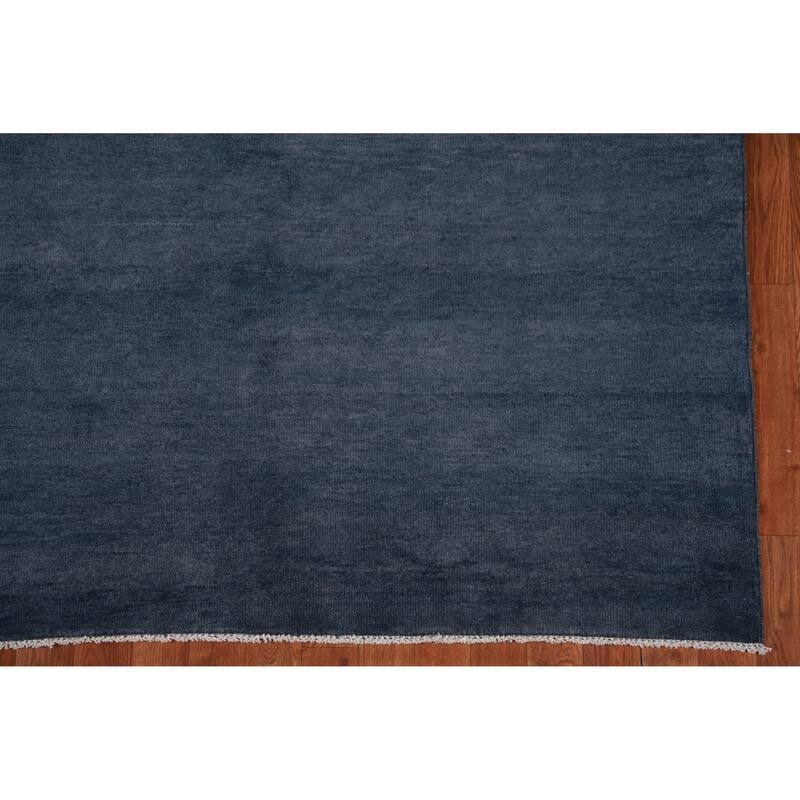 Hand Knotted Oriental 100% Wool Carpet Modern Solid Navy Blue & Blues Gabbeh Area Rug - 10' 0'' X 5' 3''