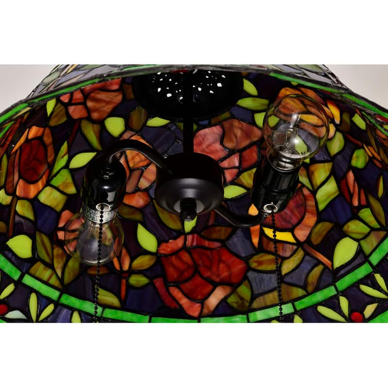 Tiffany-style Southern Belle Rose Hanging Lamp