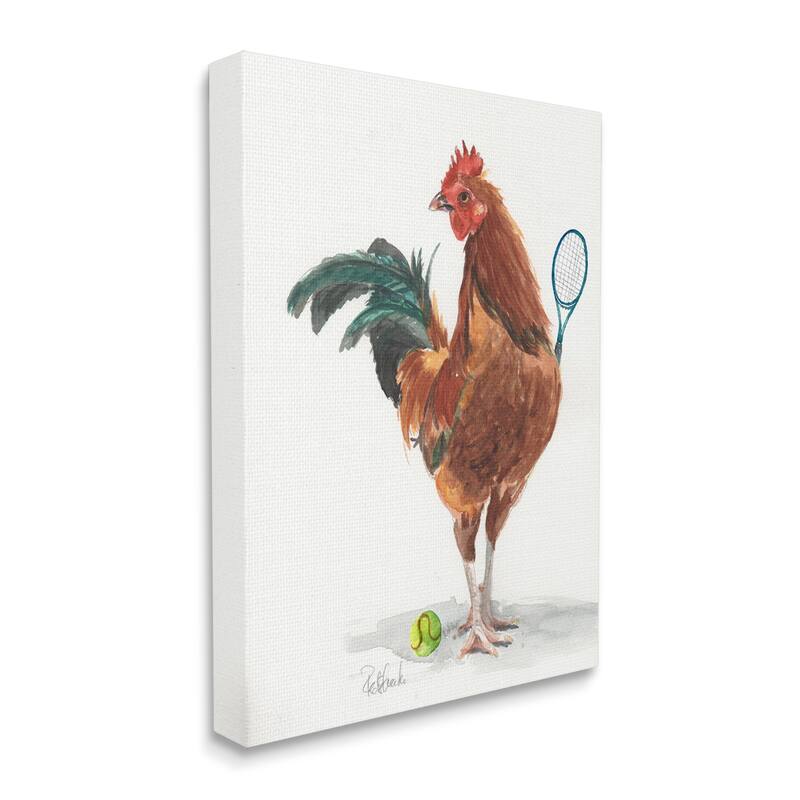 Stupell Chicken Hen Playing Tennis Athletic Farm Animal Canvas Wall Art, Design by Jennifer Redstreake